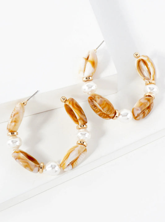 Pearl Cowie Shell Open Hoop Earrings