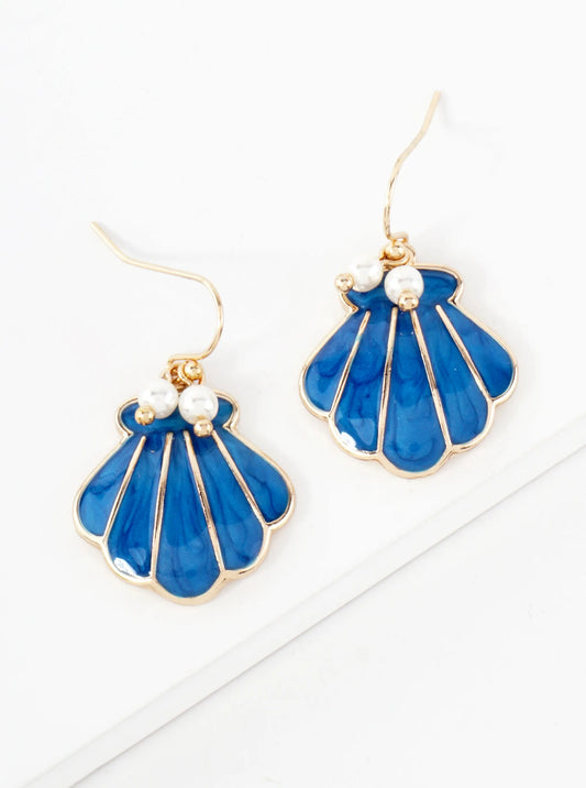 Enamel Shell Drop Dangle Earrings