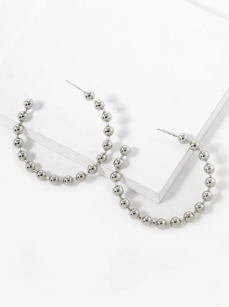 Gold Plated 45mm Ball Bead Hoop Earrings